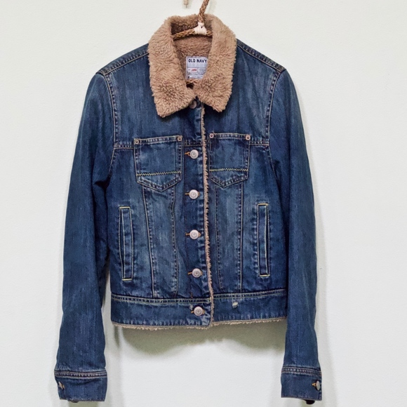 old navy fleece lined denim jacket
